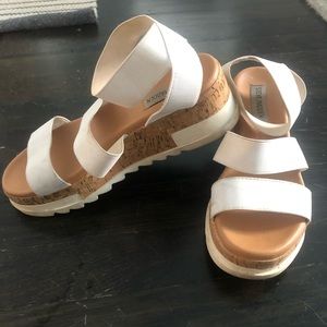 White Steve Madden platform sandals